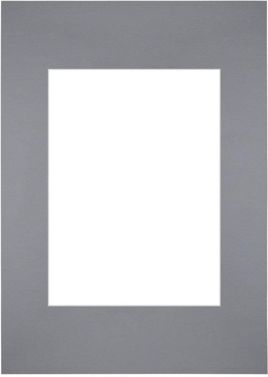Passe-Partout Fotomaat 13x18 cm - Lijstmaat 20x28 cm - Grijs - Museumkarton - Fotolijst niet inbegrepen