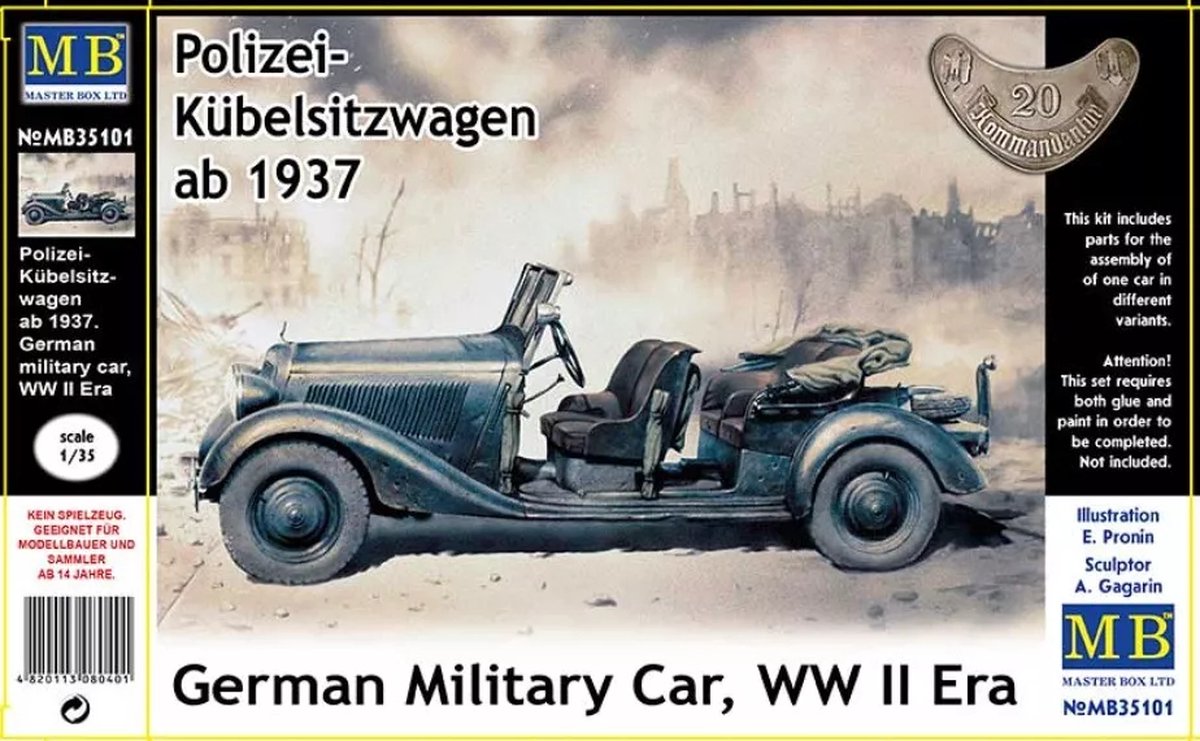 Master Box Modelbouwpakket Auto - 35101 Mercedes-Benz 170 V Polizei-Kübelsitzwagen ab 1937 WWII Plastic - 1:35 - Modelbouw