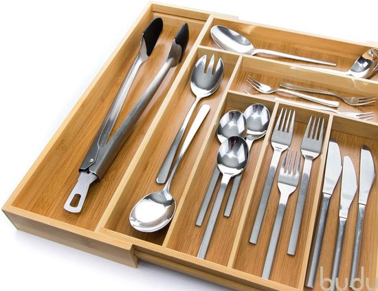 Lade-inzet van bamboe, 43 x 30 x 6 cm, bestekbak voor laden, organizer