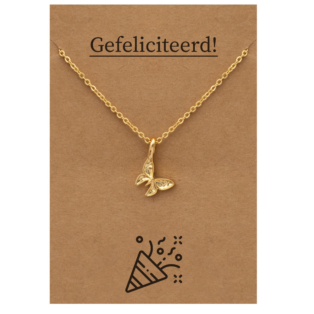 Cadeau Ketting: Gefeliciteerd! - Engelen Vleugels voor Geluk Sieraad - Goudkleurig - Gefeliciteerd - Pax Amare