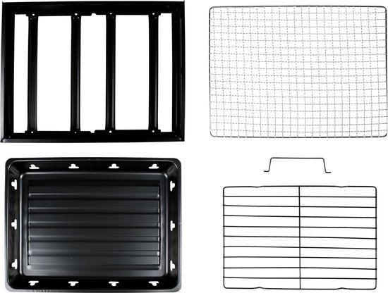 Benson Compacte barbecue met handvat - draagbaar - 35 x 27 x 20 cm - zwart