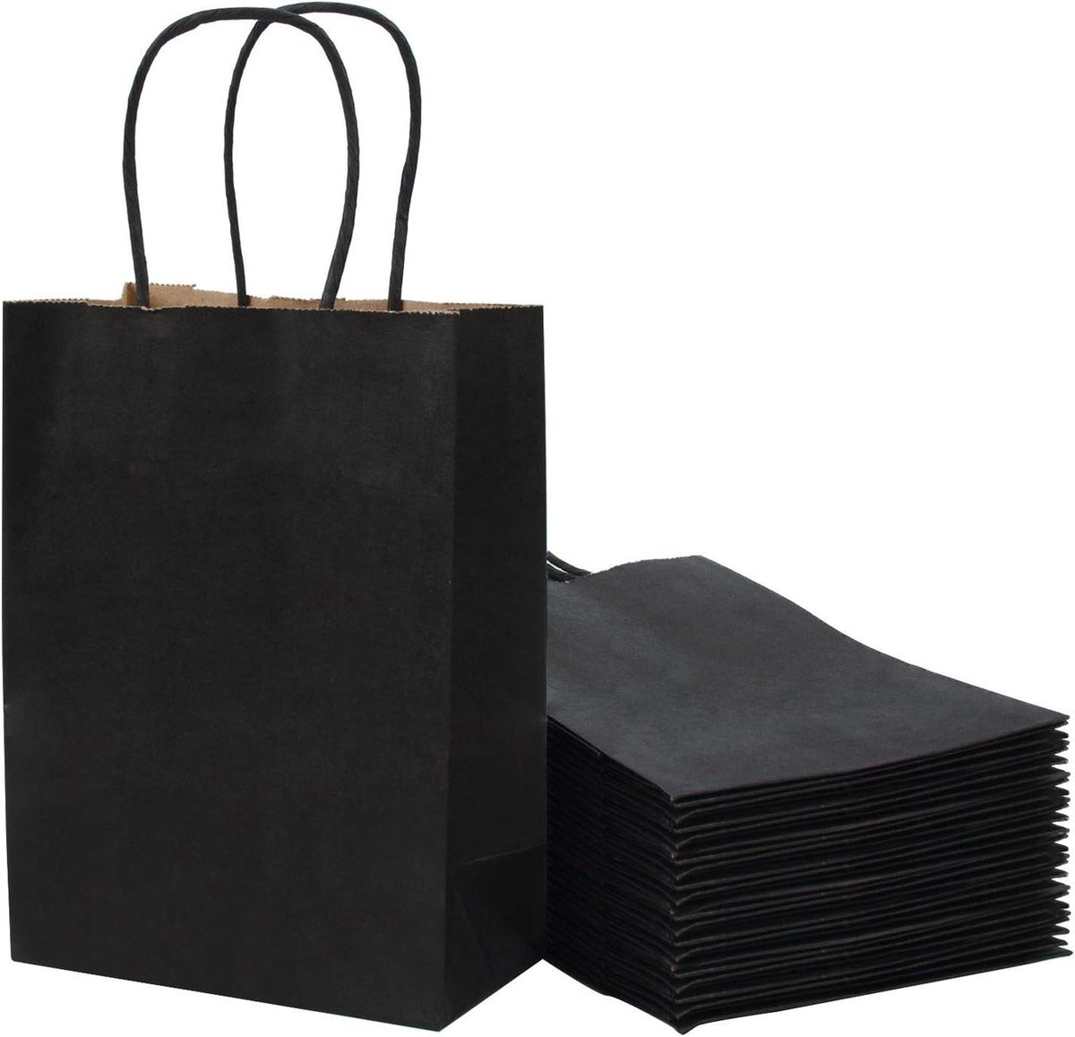 Grote papieren zakken kraftpapier - zwart - cadeauzakjes met handvat voor verjaardag en bruiloft - 25 stuks - 33 x 254 x 127 cm