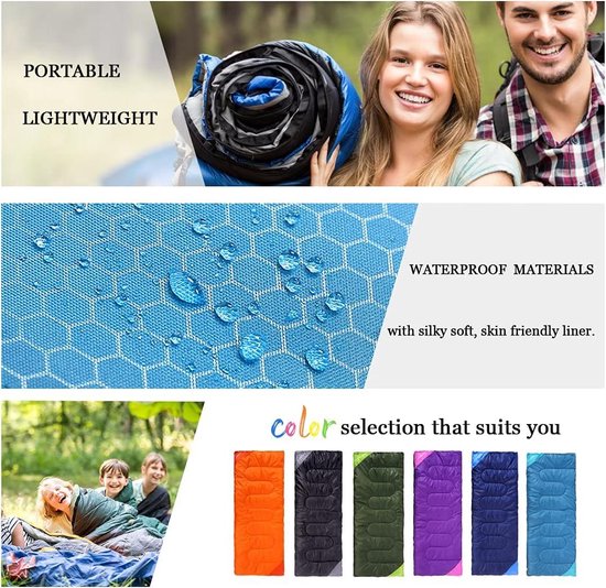 Lichtgewicht waterdichte slaapzak voor volwassenen en kinderen - lente zomer herfst - wandelen reizen kamperen van Merkloos — afbeelding 4