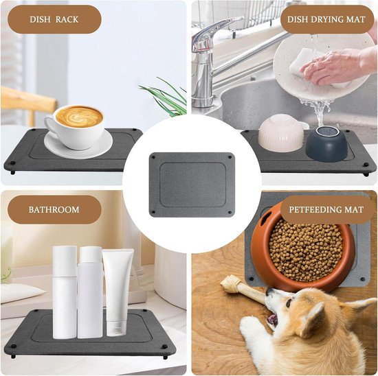 Afdruipmat van diatomit - opvouwbaar 40 × 30 cm met 30 × 10 cm