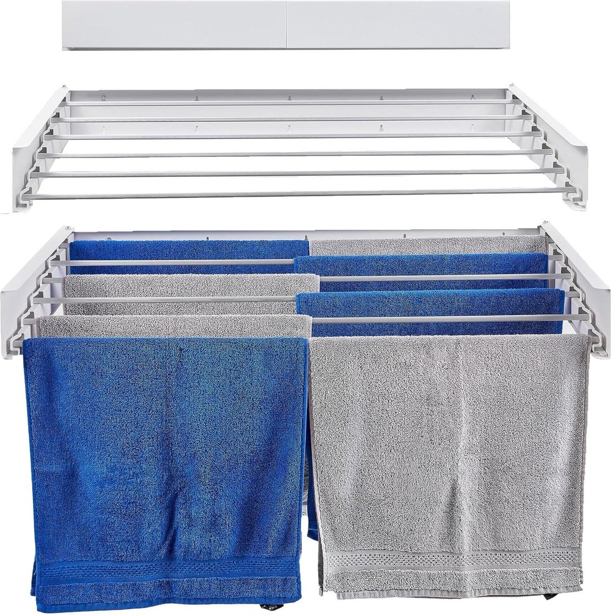 Goedkoopste Inklapbaar Droogrek Wandmontage - Roestvrij Staal - Binnen Buiten - 100 cm - Wit