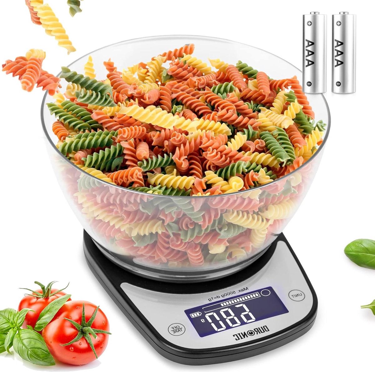 Digitale keukenweegschaal KS5000 5 kg ovale weegschaal 2 L uitneembare kom 1 g nauwkeurig Huishoudweegschaal met tarrafunctie koken bakken