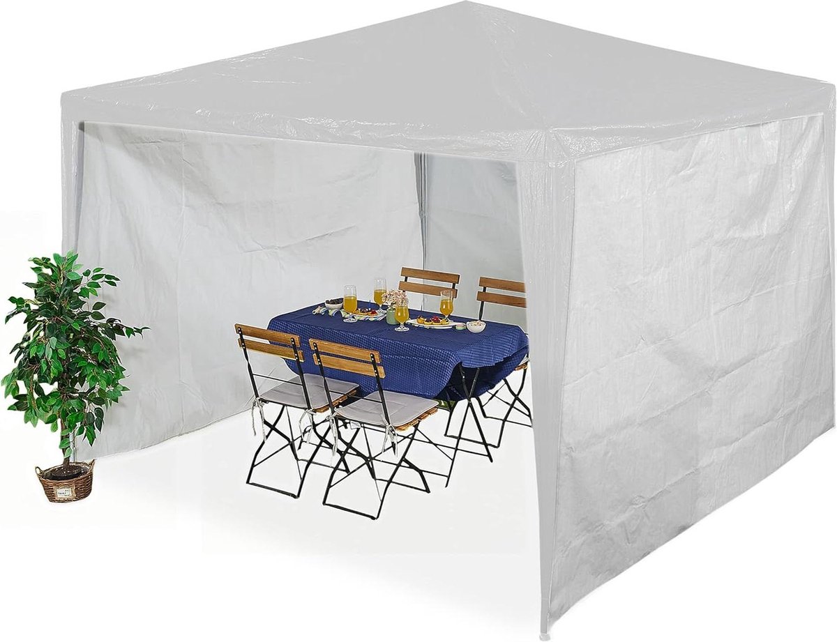 Zijwanden set van 3 losse zeilen voor partytent - waterdicht - 2x3 meter - klittenband - PE - wit