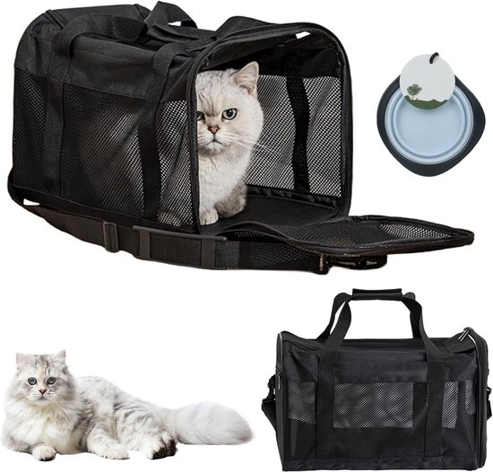 Foto: Opvouwbare transportbox voor hond en kat draagvermogen 77 kg ademend en draagbaar kattentransportbox hondentas kattentas 45 x 30 x 30 cm m geschikt voor katten en kleine honden reismand kat