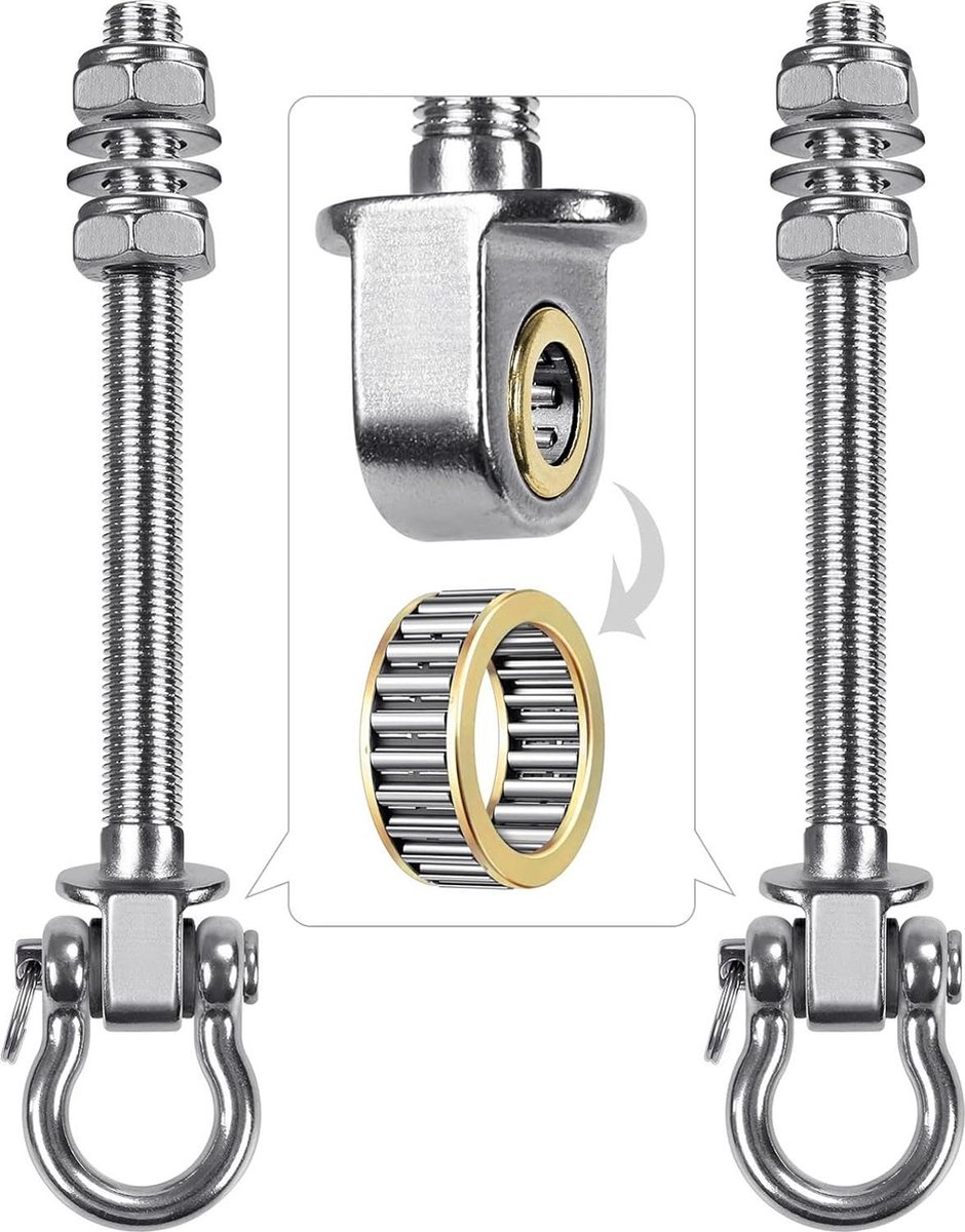 Schommelhangers met lager - roestvrijstalen hardware haken - voor houten en metalen balken - ideaal voor hangmatten en yogaschommels - 2 stuks - verandaschommel bokszak - 1500 lbs.