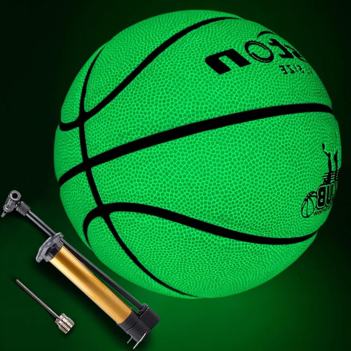 Glow in the dark basketbal maat 7 cadeau - basketbal met zoekwoord 1 en zoekwoord 2