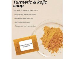 Turmeric Soap met Kojic Acid, Retinol & Collageen - Pigmentvlekken Verwijderen - Kurkuma Zeep voor Gezicht en Lichaam | Anti-Acne - Tegen Donkere Vlekken - Hydraterende Verzorging met Vitamine C - 100% Natuurlijk - Dark Spot Remover