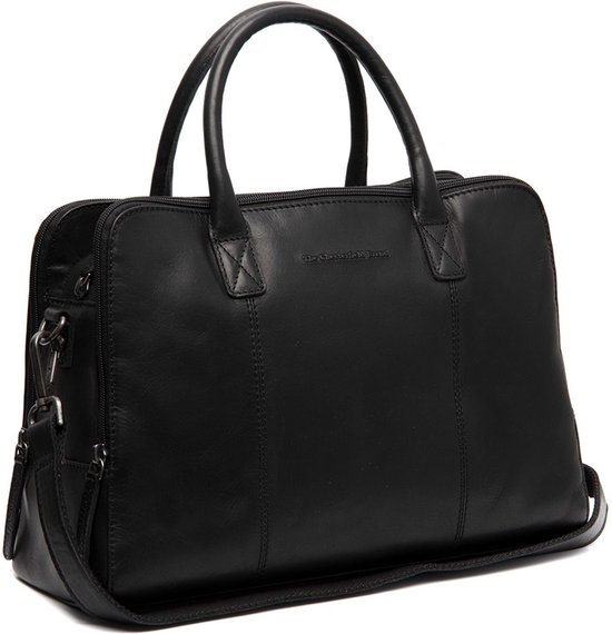 Zwarte leren tas van The Chesterfield Brand met handvatten en een afneembare schouderband.