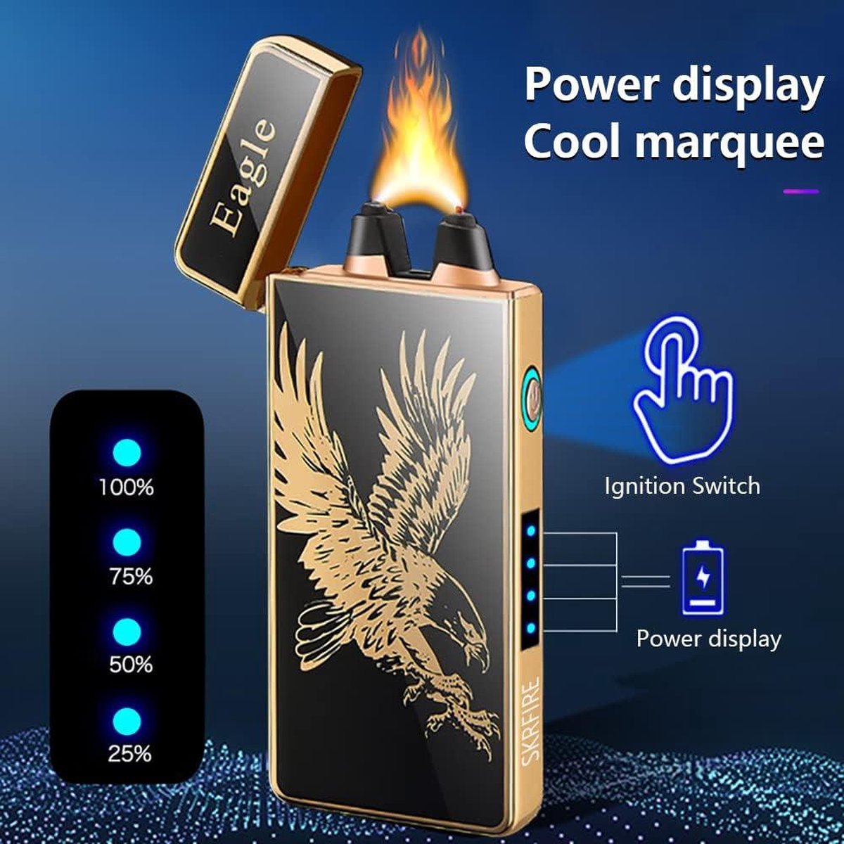 Goedkoopste Elektrische aansteker - draken aansteker - winddichte vlam - plasma aansteker - oplaadbaar - USB-aansteker - kaarsenaansteker - batterij-indicator - adelaar