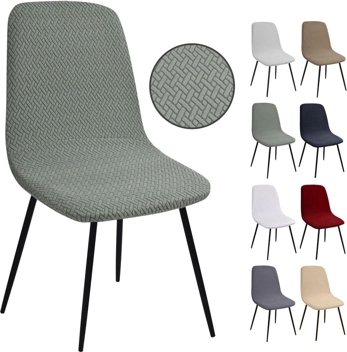 Stretch Jacquard Eetkamerstoelhoezen - Universele Afneembare en Wasbare Stoelhoes Set van