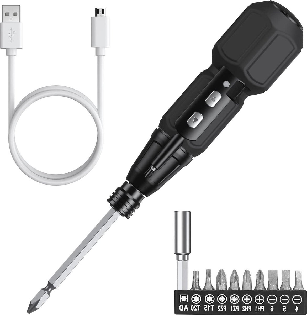 Mini elektrische schroevendraaierset 13-in-1 - precisiepowerschroevendraaierset - 10 bits - magnetische fijnmechanica-schroevendraaier met ledlampen