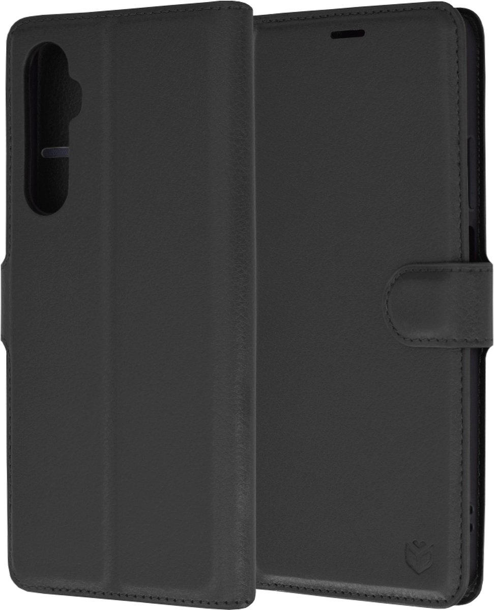 Techsuit Leather Folio Book Wallet Case hoesje voor Realme C65 - Zwart