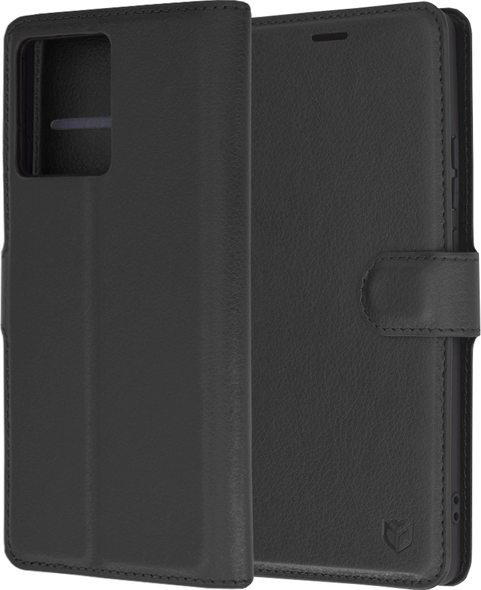 Techsuit Leather Folio Book Wallet Case hoesje voor Motorola Edge 50 Ultra - Zwart