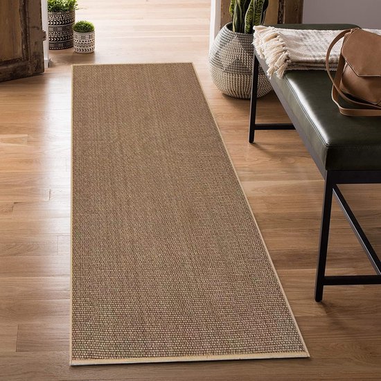 Capslpad Tapijtloper voor gang, 80 x 200 cm, geruite jute, look, keukentapijt, natuurlijk, wasbaar, tapijt, bruin, antislip, woonkamer, loper, hal, entree, keuken, slaapkamer, balkon Capslpad Tapijtloper voor gang, 80 x 200 cm, geruite jute, look, keukentapijt, natuurlijk, wasbaar, tapijt, bruin, antislip, woonkamer, loper, hal, entree, keuken, slaapkamer, balkon