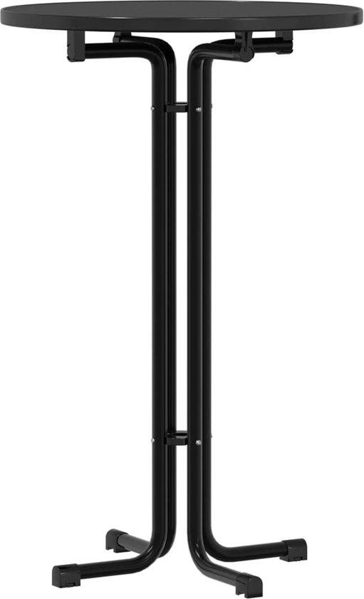 vidaXL - Eettafel - Ø - 70x110 - cm - bewerkt - hout - en - staal - zwart