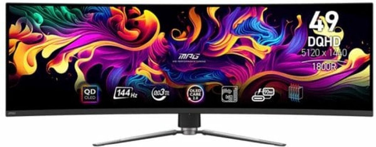MSI MPG 491CQP QD-OLED 49" Curved Ultrawide Gaming Monitor 32:9 5120x1440 144Hz 0,03ms USB-C PD - Afbeelding 4