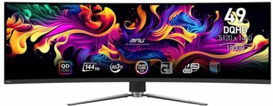 MSI MPG 491CQP QD-OLED - Curved Ultrawide Gaming Monitor - 144 Hz - USB-C PD 90W