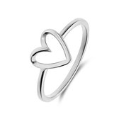 Lucardi Dames Zilveren ring hart - Ring - 925 Zilver - Zilver - 17,5 / 55 mm