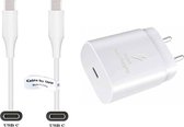 OneOne Snellader + 3,2m USB C naar C kabel. 25W Fast Charger lader. PD oplader adapter past op o.a. Apple iPhone 15, 15 Pro, iPad 9 / 10, iPad Air 4 / Air 5, iPad Mini 6, iPad Pro 11 / Pro 12.9
