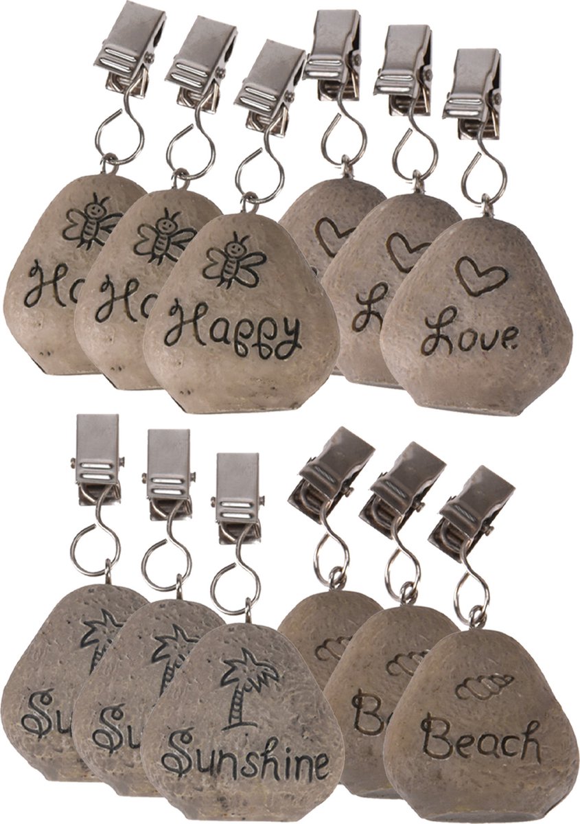 Excellent Houseware Tafelkleed gewichtjes - 12x - Ibiza style - kunststeen - grijs - 4,5 cm