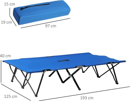 LBB Veldbed - Kampeerbed - Vouwbed - Ligbed - Stretcher- Campingbedje - Opvouwbaar - 2 Persoons - Blauw van LBB — afbeelding 5