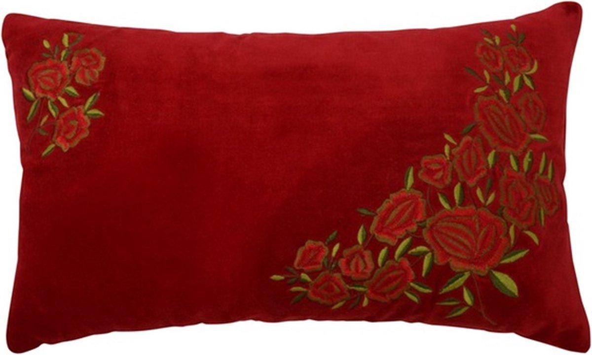 Linen & More Lulu Rood Kussen | 30 X 50 | Sierkussen Voor Woonkamer Of Slaapkamer