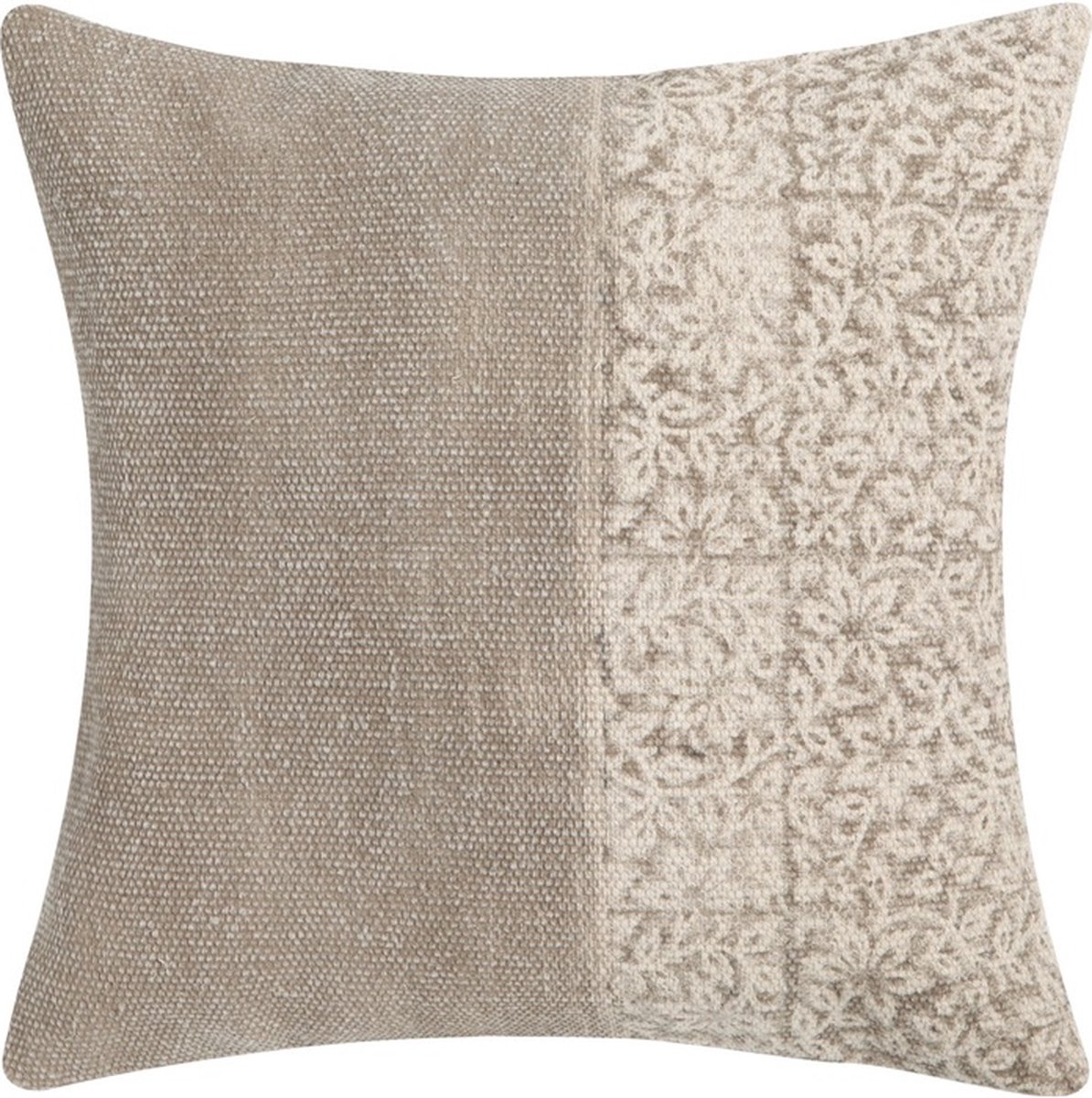 Linen & More Half Half Taupe Kussen | 45 X 45 | Sierkussen Voor Woonkamer Of Slaapkamer