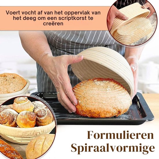 Kit Paniers De Fermentation Pain (rond + Ovale) - Rotin Naturel, Avec Accessoires (spatules, Brosse, Couvercles...)
