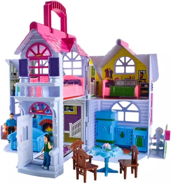 Kruzzel Opvouwbare Poppenhuis: Compact en Vol Speelplezier