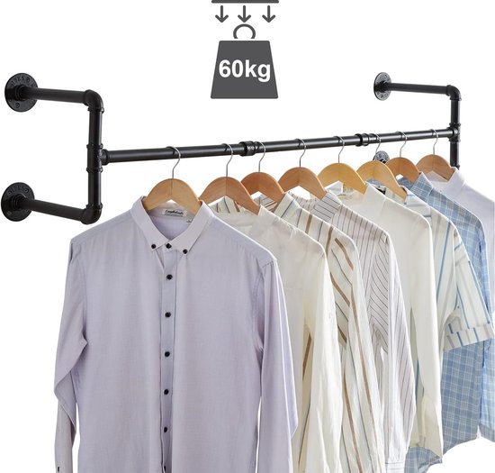 RSR Hangers Kledingstang, industrieel, zwart, voor plafondmontage, breedte 140 cm x hoogte 100 cm, garderobe, hal, plafondgarderobe, zwart RSR Hangers Kledingstang, industrieel, zwart, voor plafondmontage, breedte 140 cm x hoogte 100 cm, garderobe, hal, plafondgarderobe, zwart