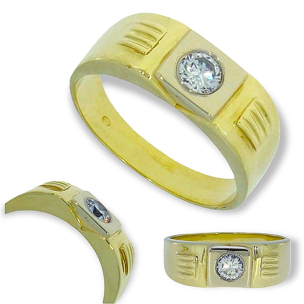 Gouden Zegelring Zirkonia 14 karaats