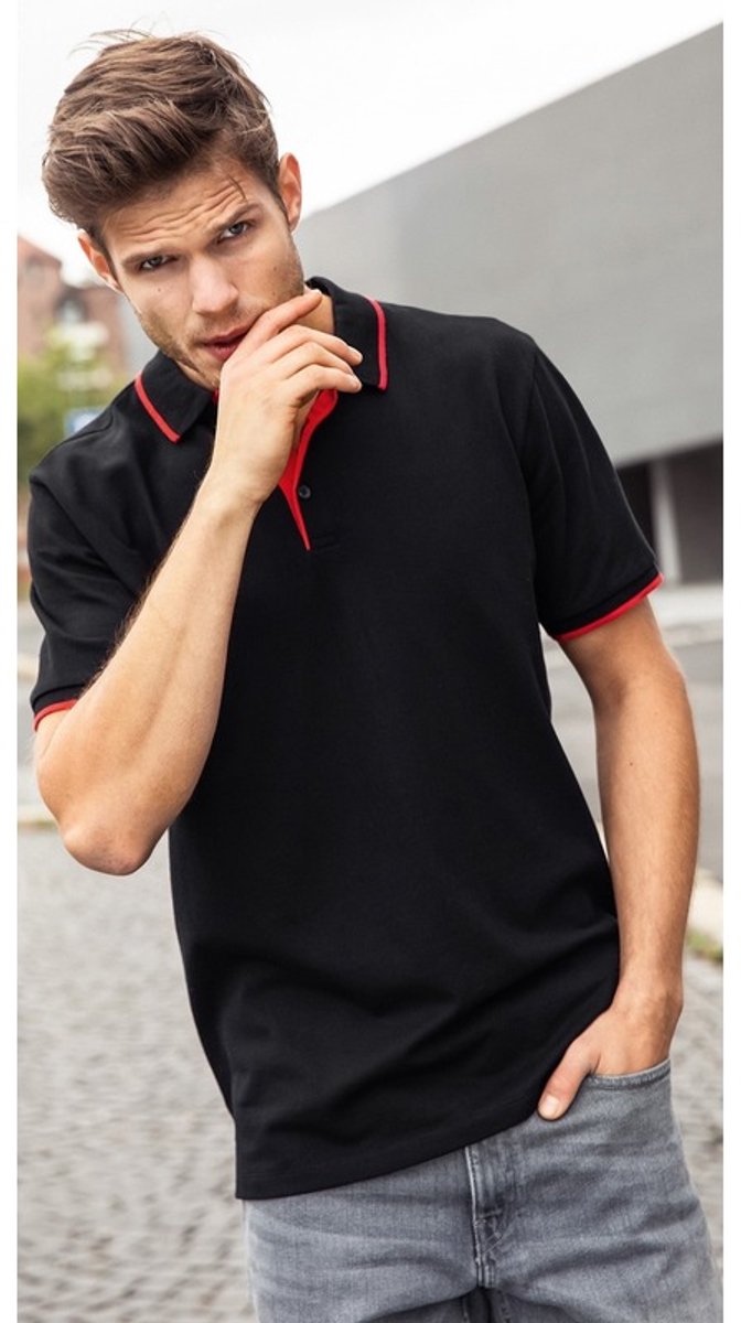 Polo shirt Golf Pro premium zwart/rood voor heren - Zwarte herenkleding - Werkkleding/zakelijke kleding polo t-shirt S van De Polo Club — afbeelding 4