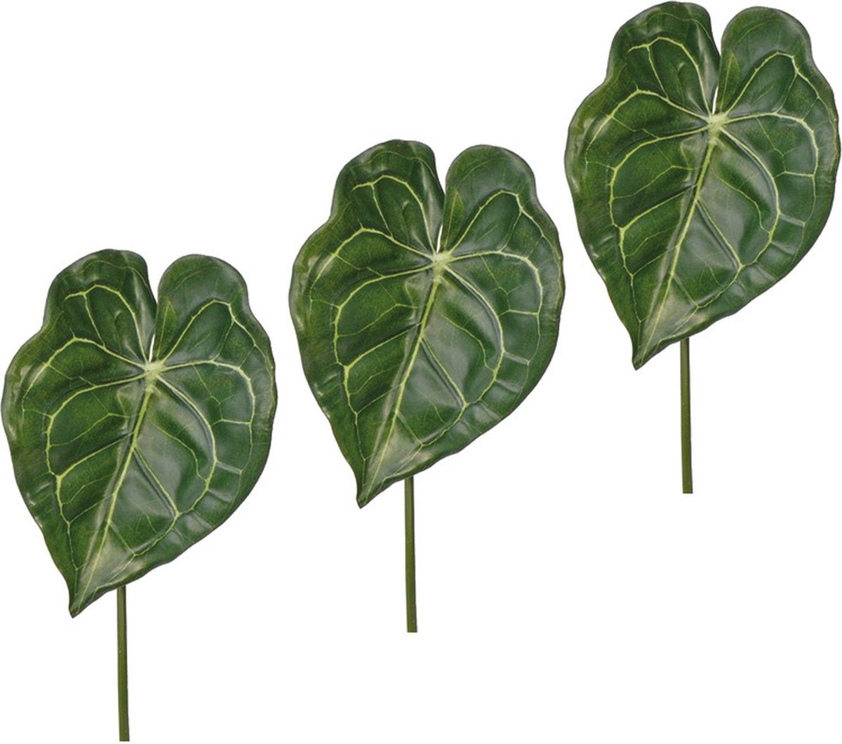 Bellatio Flowers & Plants Kunstplant - 5x - Anthurium - bladgroen - takken - 67 cm - kunststof decoratie