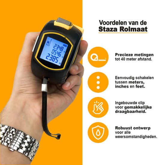 Staza Digitale Rolmaat - Laser Afstandsmeter 40M - Elektronische ...