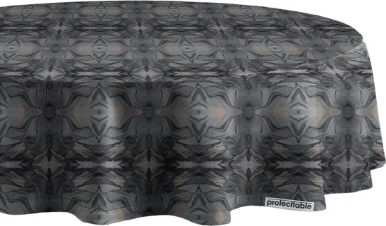 Nappe Ronde Marbre Zwart Ø138cm - Nappe Lavable - Plastique