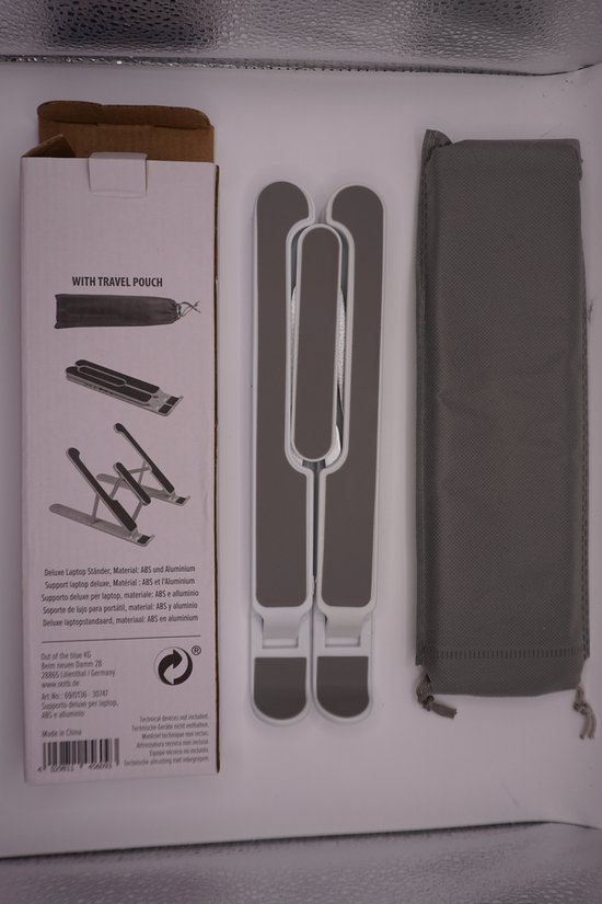 Universele reislaptopstandaard - Laptop/Tablet standaard, draagbaar, optioneel, in hoogte verstelbaar - 26 cm - reis/camping/onderweg model van metaal - Licht Metalen Grijze Aluminium Inklapbare Laptop standaard - Muziekland - Verjaardagscadeautje