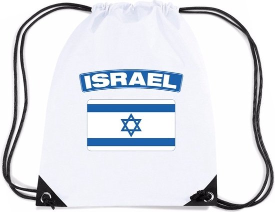 Israel supporters nylon rugzak - wit - met Israelische vlag - tasjes - Ik hou van Israel