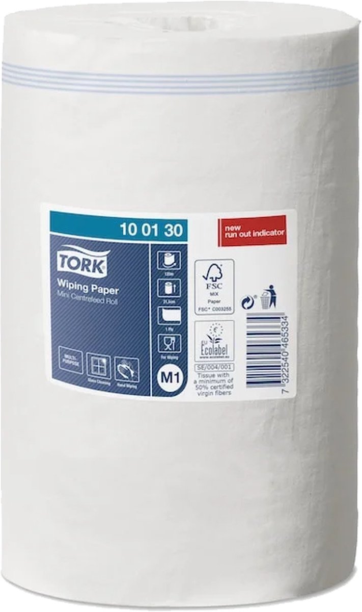 Goedkoopste Tork Advanced 415 minirol 1-lgs wit 120 mtr x 22 cm doos à 11 rol (100130