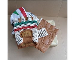 Retro Cycling fietshandschoenen zomer Italia - Vintage style leather Cycling gloves-L