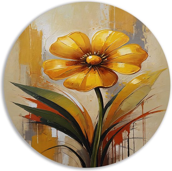 Bloem wandschaal - Natuur wandschaal - Rond schilderij Bladeren - Landelijke schilderijen - Forex - Woonkamer decoratie muurcirkel forex 40x40 cm
