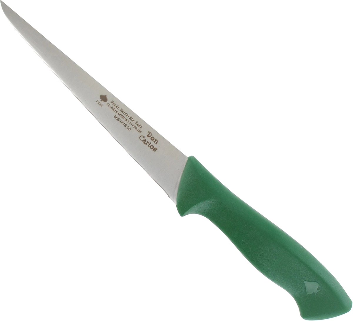 Friedrich Herder Flexibel Fileermes Ergonomisch Antislip Handvat 180 mm RVS Lemmet Groen