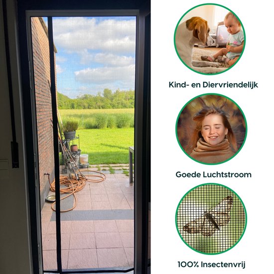 Unwanted Guests Magnetisch Vliegengordijn - Horgordijn - Vliegengordijn met Magneetsluiting - Premium Glasvezel Kwaliteit - Voor Nieuwbouw en Standaard Deuren - Modern Design - 210 x 91 cm - Eenvoudige Installatie - Zwarte Hor