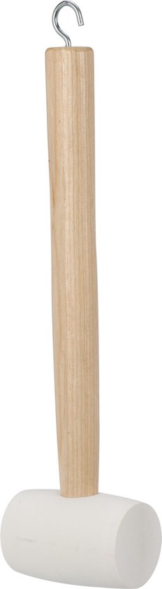 Redcliffs Rubber camping hamer 420 gram - wit - 30 cm - haringen inslaan - houten steel - uittrek haak - kamperen
