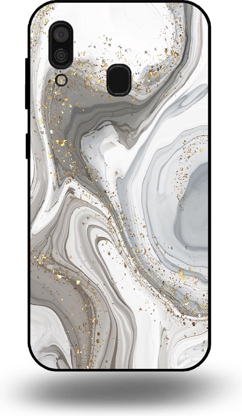 Smartphonica Coque de téléphone pour Samsung Galaxy A30 avec imprimé marbre - Coque arrière en TPU design marbre - Argent / Coque arrière pour Samsung Galaxy A30