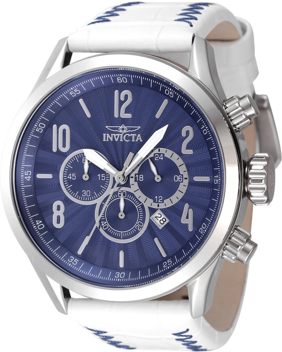 Invicta Bolt 46559 Heren Horloge - Waterdicht - Analoog - Quartz Uurwerk - Roestvrij Staal met blauwe Wijzerplaat - 50mm