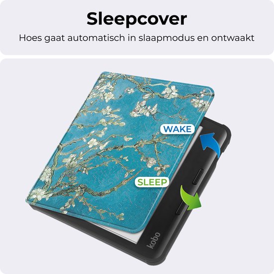 Hoesje Geschikt voor Kobo Libra Colour Hoesje Luxe Bescherm Case Met Screenprotector - Hoes Geschikt voor Kobo Libra Colour Hoes Book Cover - Bloesem van Hoesje  — afbeelding 5